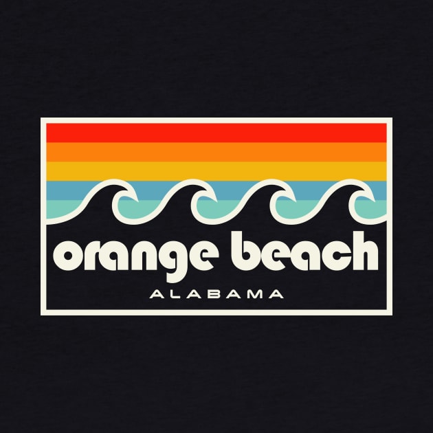 Orange Beach Alabama Retro Vintage Style Waves by PodDesignShop